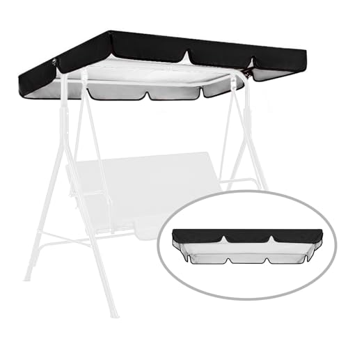 Swing Canopy Replacement for Outdoor Patio Swing Chair 2/3 Seater Waterproof Porch Swing Seat Canopy Cover Garden Hammock Top Cover for Seat Furniture, Canopy only (Black, 65x45×5.9 Inch) - color: Black, size: 65x45×5.9 Inch