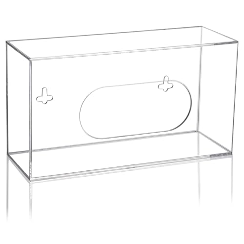 Acrylic Glove Box Holder Wall Mount Disposable Glove Dispenser Storage Organizer for Kitchen, Lab, Garages, Office, Clear - size: Single