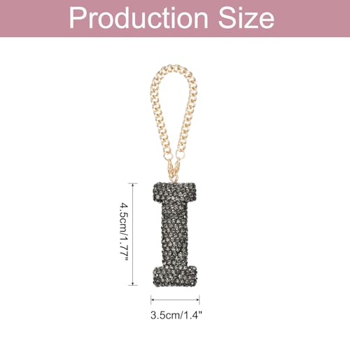 MECCANIXITY Bling Car Letter Charm, Initial I Letter Interior Car Rear View Mirror Decoration Hanging Crystal Ornaments for Women Bags Water Cup DIY Craft, Gray - style: I Letter