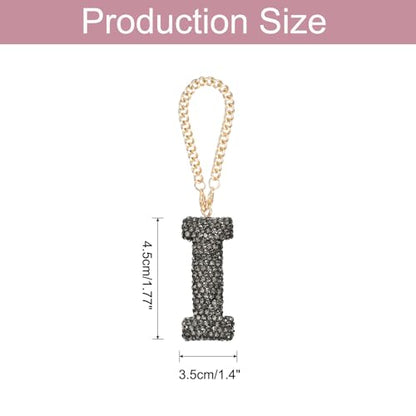 MECCANIXITY Bling Car Letter Charm, Initial I Letter Interior Car Rear View Mirror Decoration Hanging Crystal Ornaments for Women Bags Water Cup DIY Craft, Gray - style: I Letter