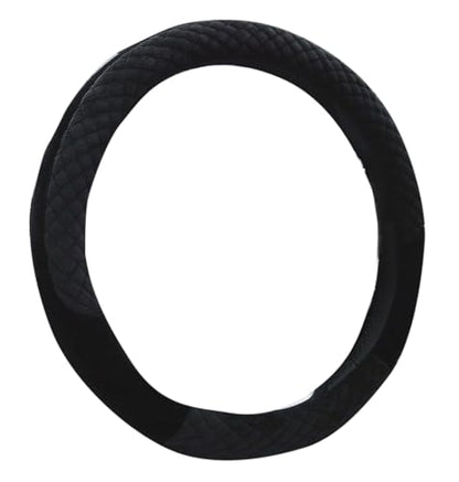 Winter 38cm Premium Soft Short Fur Car Steering Wheel Cover High-Density Warm Plush Steering Wheel Protector Cover Black - color: Black