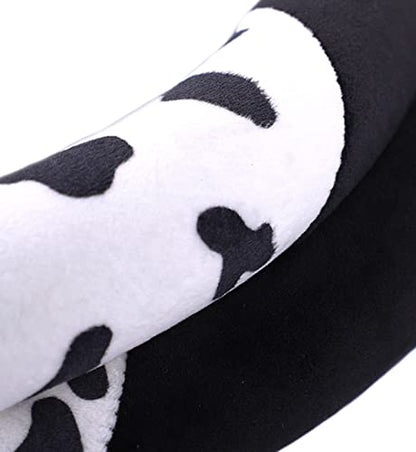 Cow Print Plush Warm Steering Wheel Cover Cute Animal Car Steering Wheel Cover for SUV Van Sedan Car Truck Gift for Women, Universal 15"
