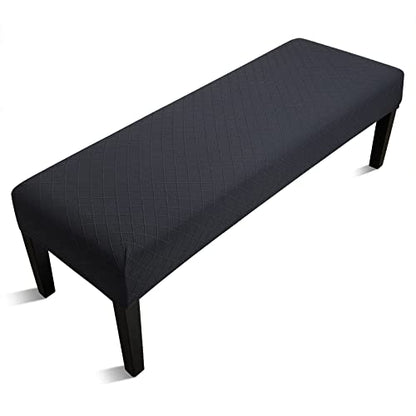 Fuloon Stretch Jacquard Dining Bench Cover - Anti-Dust Removable Bench Slipcover Washable Seat Cushion Protector for Bedroom, Kitchen, Hotel, Banquet (Black) - color: Black
