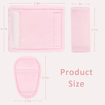 SWESEN Baby Car Seat Strap Covers, 3 Piece Soft Car Seat Strap Shoulder Pads for Baby Girls Boys, Double-Sided Use carseat Straps Covers for Stroller, Car Seats, Pushchair, Pink - color: Pink