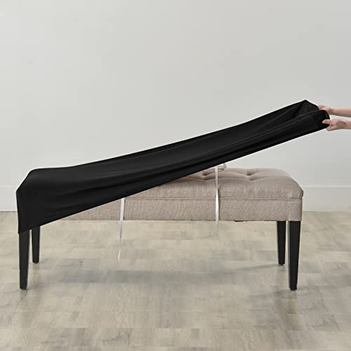FORCHEER Dining Bench Cover Velvet Black Bench Slipcover 60inch Stretch Bench Seat Protector for Bedroom, Kitchen Washable(Velvet-Black) - color: Velvet-black