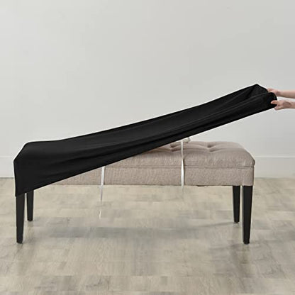 FORCHEER Dining Bench Cover Velvet Black Bench Slipcover 60inch Stretch Bench Seat Protector for Bedroom, Kitchen Washable(Velvet-Black) - color: Velvet-black