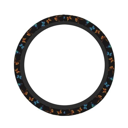 Butterfly Abstract Butterflies Car Steering Wheel Cover,Non-Slip Elastic Neoprene-Sweat Car Accessories,Universal 15 Inch Fit Auto, Vans Trucks,Suvs, Truck - color: Butterfly