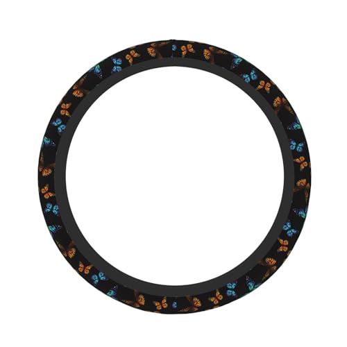 Butterfly Abstract Butterflies Car Steering Wheel Cover,Non-Slip Elastic Neoprene-Sweat Car Accessories,Universal 15 Inch Fit Auto, Vans Trucks,Suvs, Truck - color: Butterfly