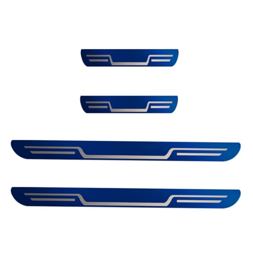 Craedli 4PCS Car Door Sill Protector Sticker, Stainless Steel Auto Door Edge Guard, Anti-Scratch Door Sill Threshold Protection Strip, Universal Car Interior Decoration for Sedan SUV (Blue) - color: Blue