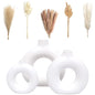 Set of 3 White Ceramic Vase with 65 PCS Dried Pampas Grass Flowers Aesthetic Boho Modern Small Round Cute Vases for Decor Living Room Coffee Table Shelf Bedroom Office Desk Home Gifts Women Mom