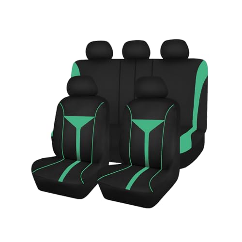 Zpana Car Seat Cover Full Set, Breathable Vehicle Front Seat and Rear Bench Split Protector, Washable Dustproof Automotive Seat Pad Accessories (Green) - color: Green, size: Full Set