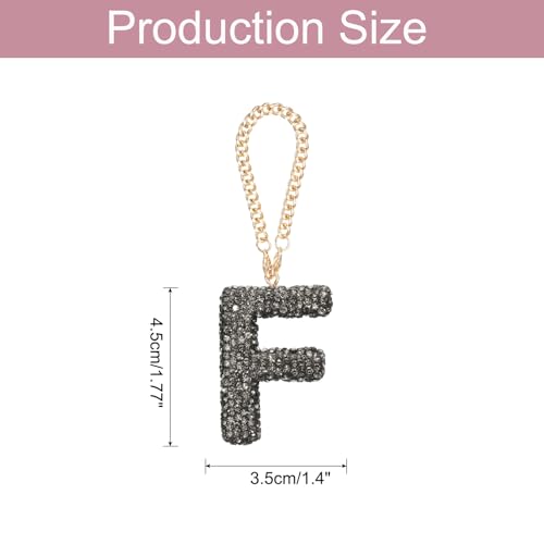 MECCANIXITY Bling Car Letter Charm, Initial F Letter Interior Car Rear View Mirror Decoration Hanging Crystal Ornaments for Women Bags Water Cup DIY Craft, Gray - style: F Letter