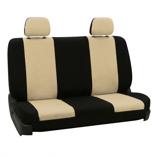 FH Group Car Seat Cover Rear Seat Cover for Back Seat Cloth - Universal Fit for Cars with Solid Bench, Beige Car Seat Protector for Dogs and Kids, Car Interior Accessories for SUV, Sedan and Van - color: Beige