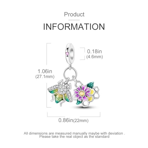 NARMO Charms for Bracelets 925 Sterling Silver Star Dangle Charms Car Keys Lipstick Dangle Charm Beads for Women Bracelets Necklace - color: Honeycomb