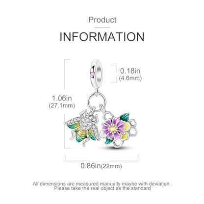 NARMO Charms for Bracelets 925 Sterling Silver Star Dangle Charms Car Keys Lipstick Dangle Charm Beads for Women Bracelets Necklace - color: Honeycomb