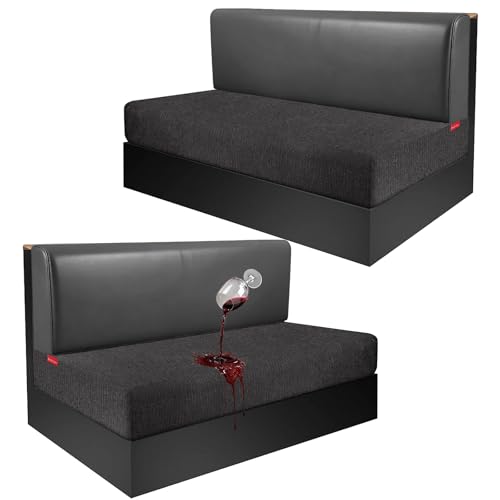 Waterproof RV Dinette Cushion Covers - Stretch Fabric Camper Seat Slipcover Replacement, Washable RV Couch Cover Designed for Camper Car Bench (Loveseat 2 Bench Cover, Dark Grey)