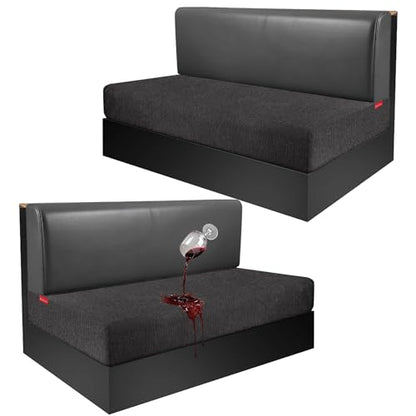 Waterproof RV Dinette Cushion Covers - Stretch Fabric Camper Seat Slipcover Replacement, Washable RV Couch Cover Designed for Camper Car Bench (Loveseat 2 Bench Cover, Dark Grey)