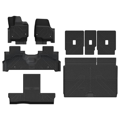 LASFIT Floor Mat&Cargo with Backrest Mat for 7 Seats 2025 2026 2027 Ford Expedition Max(Not for Standard),TPE All Weather TPE Custom Fit for SUV Car Liners, 1st&2nd&3rd&Cargo Liner, Black 5pcs - style: 8) Expedition Max 7-Seat| 25-26 | Combo Set