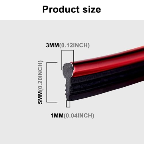 Car Interior Moulding Trim Strips 16.4ft /5M Universal Car Decoration Pinstriping Filler Insert Strips Styling Dashboard Decorative DIY Flexible Strip Garnish Accessory with Installing (Red)