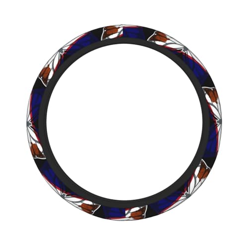 Butterfly American Samoan Flag Breathable Neoprene Steering Wheel Cover - Anti-Slip Floral Design Universal Fit for Cars/Trucks/Suvs (14.5"-15" Inch) - color: Butterfly American Samoan Flag