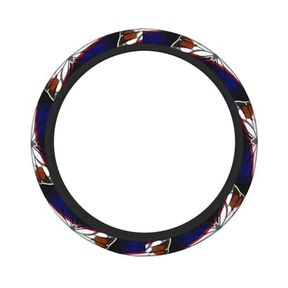 Butterfly American Samoan Flag Breathable Neoprene Steering Wheel Cover - Anti-Slip Floral Design Universal Fit for Cars/Trucks/Suvs (14.5"-15" Inch) - color: Butterfly American Samoan Flag
