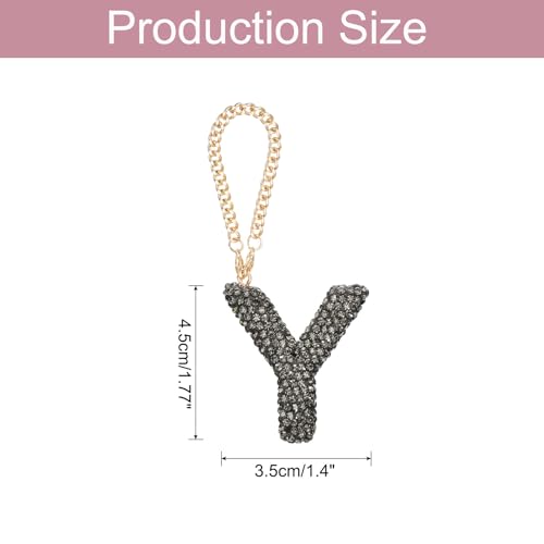 MECCANIXITY Bling Car Letter Charm, Initial Y Letter Interior Car Rear View Mirror Decoration Hanging Crystal Ornaments for Women Bags Water Cup DIY Craft, Gray - style: Y Letter