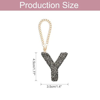 MECCANIXITY Bling Car Letter Charm, Initial Y Letter Interior Car Rear View Mirror Decoration Hanging Crystal Ornaments for Women Bags Water Cup DIY Craft, Gray - style: Y Letter