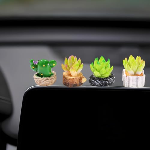 Succulents Ornament Dashboard Decorations, Cute Potted Plants Rear View Mirror Accessories Car Charms Interior, Dashboard Accessories Car Dash Decor Greenery for Center Screen - color: Succulents