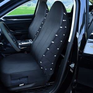 TIROL Waterproof Front Seat Covers High Back Seat Cover Bucket Seat Covers with Multi-Pockets for Semi Truck Cars Van SUV Pickup (2PCS) - color: Black - 2 Pack