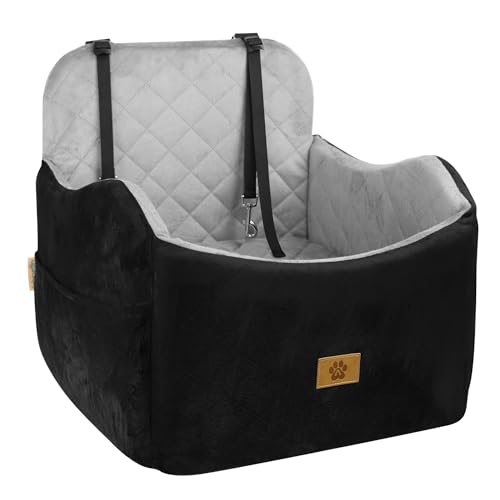 Dog Car Seat for Small/Medium Dogs, Detachable Washable Dog Booster Car Seat Under 35lbs, High-Support Memory Foam,Travel Bed with Storage Pockets - color: Black/Grey