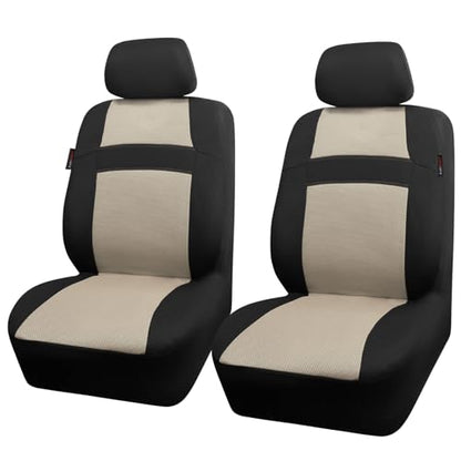 CAR PASS Car Seat Covers Front Seats Only, 3D Air Mesh Car Seat Cover with 5mm Composite Sponge Inside,Airbag Compatible Universal Fit SUV,Vans,sedans, Trucks, Automotive Interior Covers(Black Beige) - color: Black and Beige, size: Two Front