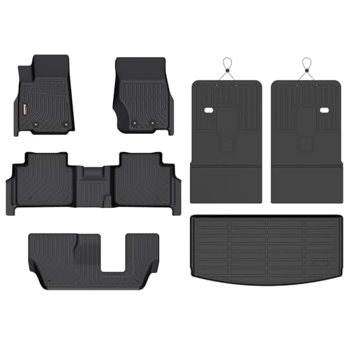 Binmotor-Floor Mats & Cargo Liner for Jeep Grand Cherokee L 2021-2025(Only for 7 Seats/Bench Seat), TPE All Weather Car Mats for Jeep Grand Cherokee L Accessories Custom Fit Cargo Trunk - style: 11) Car Mats for Jeep Grand Cherokee L 7 Seats(2021-2025)