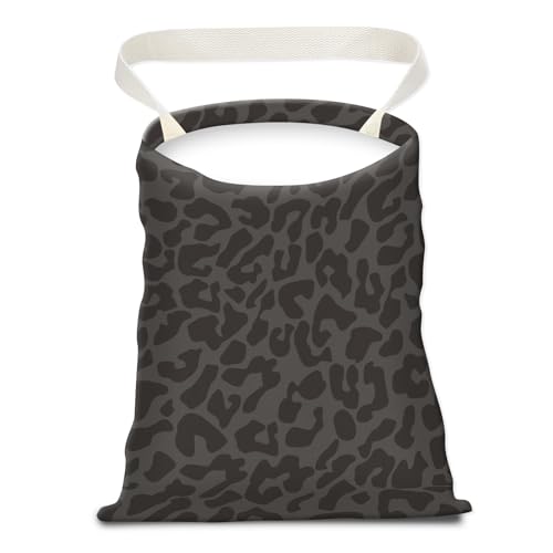 Cute Canvas Car Garbage Bag, Black Leopard Print, Car Trash Bin, Seat Back Hanging, 5L - color: Black Leopard Print