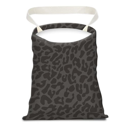 Cute Canvas Car Garbage Bag, Black Leopard Print, Car Trash Bin, Seat Back Hanging, 5L - color: Black Leopard Print
