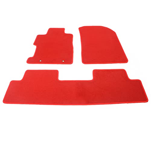 IKON MOTORSPORTS, Floor Mat Compatible with 2006-2011 Honda Civic, Factory Fitment Red Nylon Front & Rear Car Floor Mats Liner Carpets Replacement 3PC