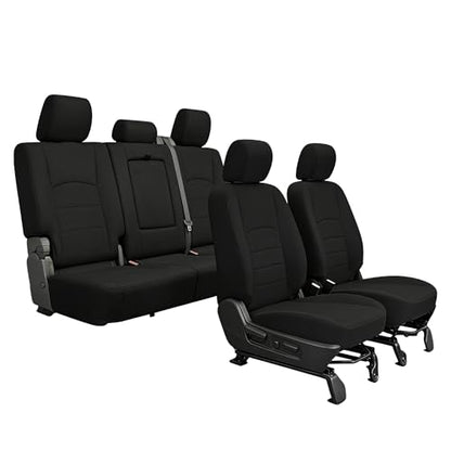 Heavy-Duty High-Density Composite Fabric Seat Covers for Dodge Ram 1500 (2009-2018) & 2500 (2010-2018), Waterproof & Foam Padded Full Set Front and Rear, Easy to Install & Clean - Black - size: Front&Rear
