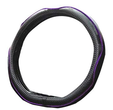 Mayco Bell Flat Bottom Steering Wheel Cover Anti-Slip,Safety,Soft,Breathable,Durable,Full Surround,Comfortable Grip Microfiber Leather (D Shape, Black Purple) - color: Black Purple, size: D Shape