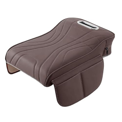 Car Armrest Pad, Universal Armrest Cushion Pad, Leather Armrest Box Pad (Without Cup Holder, Brown-B) - color: Without cup holder, Brown-B