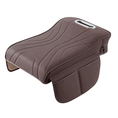 Car Armrest Pad, Universal Armrest Cushion Pad, Leather Armrest Box Pad (Without Cup Holder, Brown-B) - color: Without cup holder, Brown-B