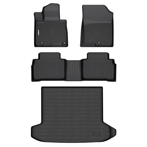 GINOWY-Floor Mats & Cargo Liner for Hyundai Tucson 2022-2025 2026 (Not for Hybrid) TPE All Weather 2024 Tucson Car Mats, Non-Slip Trunk Mat Waterproof Tucson Custom Fit Accessories Mats-Black - style: 22) for Hyundai Tucson Fuel 2022-2026 Full Set