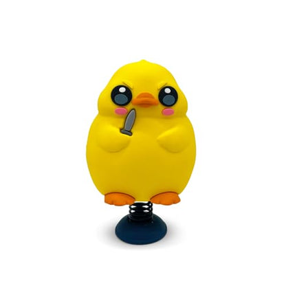 Duck with Knife Dashboard Dancer – Hilarious Bobblehead Angry Duck Holding a Knife – Funny Car Dashboard Toy – Soft Plastic w/ Adhesive Pad – Cute, Quirky Gift for Drivers, Office Desks & Gag Gift - style: Angry Duck Dancer
