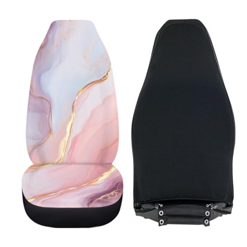 Pehede Car Seat Cover Gold Pink Marble Texture Front for Cars, Easy to Install Cover Set, Accessories Auto Trucks Van SUV,2 Packs - color: Multi14