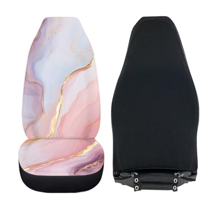 Pehede Car Seat Cover Gold Pink Marble Texture Front for Cars, Easy to Install Cover Set, Accessories Auto Trucks Van SUV,2 Packs - color: Multi14