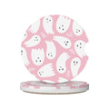 2-Pack Absorbent Car Coasters Pink Cute Ghost - Ceramic & Non-Scratch Cork Base Cup Holder Coasters Universal 2.56"