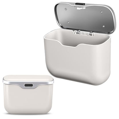 Car Trash Can with Lid - 2-in-1 Leather Top Car Garbage Can & Storage Box | Leakproof, Waterproof Hanging Auto Trash Bin for Back of Seat, Door, SUVs, Trucks, Sedans Beige - color: Beuge