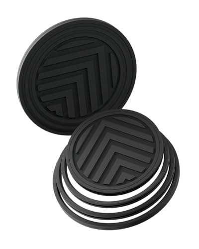 FitRing Adjustable Car Cup Holder Coasters, 2.75"–3.54" Adjustable Diameter, Silicone Coaster Upgrade Helps Reduce Side Gaps and Stay Put, 2-Pack - color: Black
