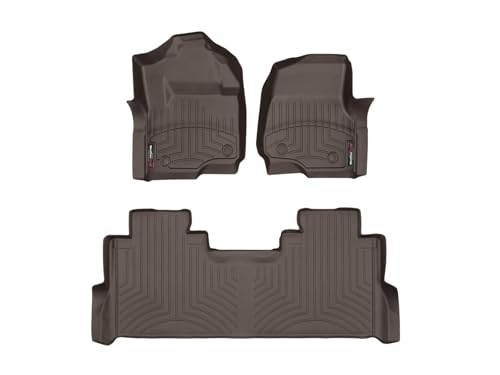 WeatherTech Custom Fit FloorLiners for Ford Super Duty, Super Duty, Super Duty - 1st & 2nd Row (471012-1-3), Cocoa - color: Cocoa