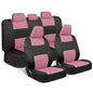 BDK PolyPro Car Seat Covers Full Set in Pink on Black, Front and Rear Split Bench Seat Covers for Cars, Easy to Install Car Seats Cover Set and Accessories for Auto Trucks Van SUV - Pink - color: Pink