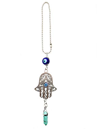 LUCKBOOSTIUM Hand Protection Amulet Evil Eye Car Rearview Mirror Hanging Ornament Charms Accessories Good Luck Charms - (2"x11" Green Turquoise) - color: Green Turquoise