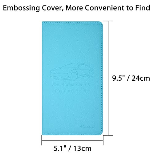 Car Insurance and Registration Holder, 9.5 x 5 Inch PU Leather Vehicle Glove Box Organizer Wallet Case for Insurance Card, Driver License, Paperwork - Mint Green - color: MintGreen